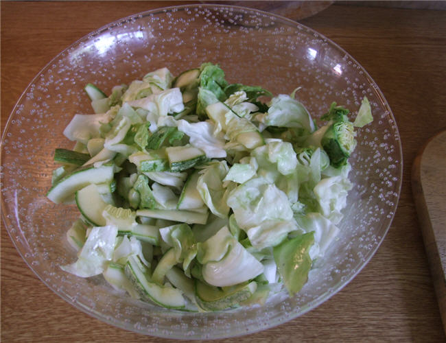 Drained vegetables, ready to make kimchi